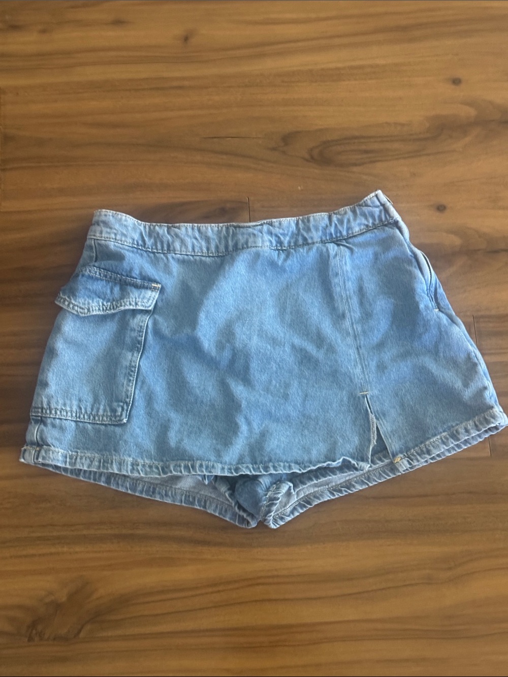 Zara Light Blue Denim Skort with Pocket